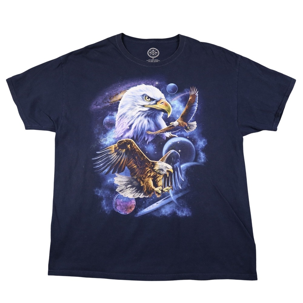 NWOT DOM About The Art Mens‎ XL Graphic TShirt Eagles Space Galaxy Print Navy